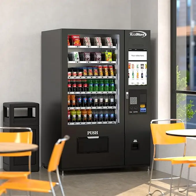NewKoolMore автоматический торговый автомат с сенсорным экраном, комбо-торговый автомат для доставки продуктов питания и напитков по всему миру