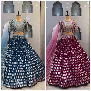 2022 meilleure qualité concepteur lourd deux tons soie Lehenga Choli indien mariée fête de mariage porter dernière arrivée au meilleur prix - Product Image 6