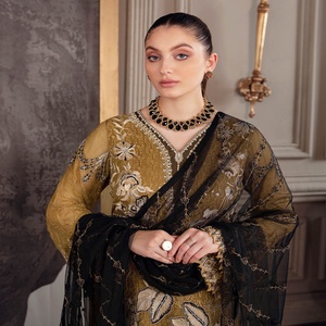 Vestidos bordados de gasa para mujer, trajes de 3 piezas de diseñador paquistaní de Ramsha Volume cheuron-5 para fiesta - Product Image 6