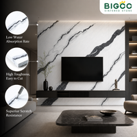 Harga Pabrik 1600x3200x12mm Batu Sintered untuk Dinding Latar TV Pengiriman Cepat