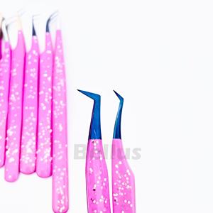 Pince à cils professionnelle en acier inoxydable de haute précision outils de pointe de fibre de Logo personnalisé pour l'extension de cils de Volume - Product Image 6