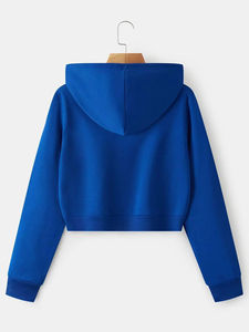 Wholesale OEM Active Hooded <b>Velour</b> Women Winter Sport Long Sleeve Zipper Drop-shoulder <b>Hoodie</b> Front 100% Cotton Streetwear - Product Image 5