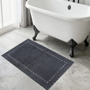 Tapis de bain et de douche Nainara gris clair 70x120cm, beige, en jacquard abstrait teint en fil, production sur mesure, fabriqué en Turquie - Product Image 1