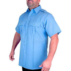 Camisa de vuelo de ajuste informal Cuello plegable Bolsillos dobles en el pecho Costura reforzada 100% Algodón Bolsillos dobles en el pecho reforzados - Product Image 5