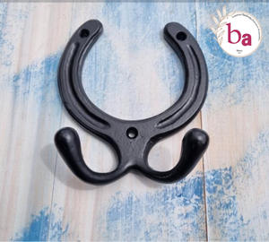 Hot Sale Handcrafted <b>Black</b> Cast Iron Horseshoe Wall <b>Coat</b> <b>Hooks</b> for Clothing Storage - Product Image 1