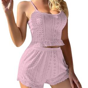 Pajamas for Women Set 2 Piece Sets for Women Summer Lounge Sets for Women 2 Piece Outfits Women's <b>Vest</b> Backless <b>Lace</b> Comfort - Product Image 1