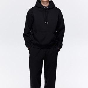 Fabricant sous contrat – Sweat à capuche vierge en mélange polycoton avec doublure polaire et bordures larges côtelées – Broderie personnalisée – Usine de confection - Product Image 2
