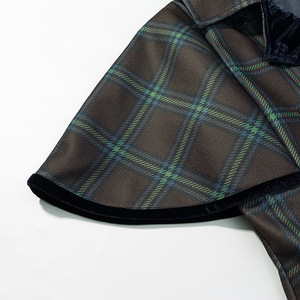 Custom Womens Britse Stijl Advocaat Check Tweed Jas Dubbele Rij Knopen Mid Lengte Revers Kraag Custom Wollen Blend Jas Groothandel - Product Image 6