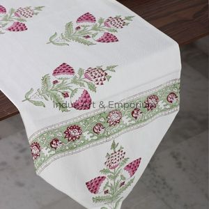 Beau chemin de table en coton imprimé à la main, chemin de table à manger, chemin pour table à manger 100% coton - Product Image 3