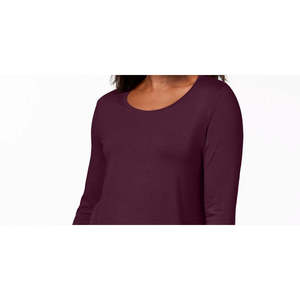 เสื้อสตรีคอกลมขนาดเล็กของเจเอ็ม คอลเลคชั่นสีไวน์ - Product Image 2