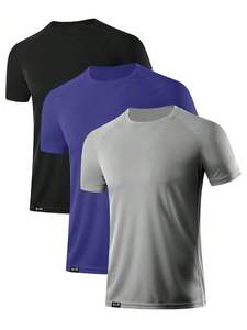 Camiseta Deportiva de Manga Corta para Hombre, de Alta Calidad, Transpirable, Ligera, de Secado Rápido, Cuello Redondo, Ajustada, para Todas las Temporadas - Product Image 6