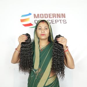 100% Extensions de cheveux humains vierges non transformés Temple de cuticules Double dessiné vendeur trame naturelle brute vague profonde indienne Remy Bundles - Product Image 1