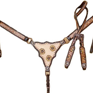 อุปกรณ์ม้าแฟชั่นตะวันตกทำมือ คุณภาพพรีเมียม หนังวัวแท้ ประดับพู่ห้อย สายรัดอก สายรัดหัว ตกแต่งด้วย Conchos ปรับขนาดได้ - Product Image 3