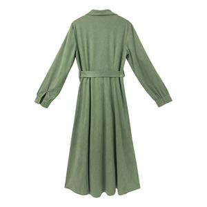 2024 otoño YiFeng ropa nuevo diseño manga larga Creer vestidos personalizados Vintage OEM elegante señoras terciopelo polar Maxi camisa vestido - Product Image 2