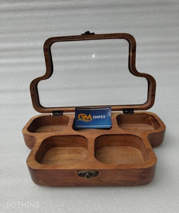 Boîte à sel et à épices en bois d'acacia personnalisée pour la cuisine, rangement ou récupération facile des épices, boîte de rangement pour épices avec 5 compartiments fonctionnels - Product Image 2