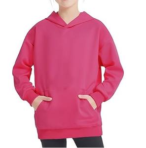 เสื้อมีฮู้ดแบบสวมหัวสำหรับเด็กเสื้อมีฮู้ดผ้าฟลีซผ้าคอตตอนเทอร์รี่มีฮู้ดสีชมพูสำหรับเด็กผู้หญิงระบายอากาศได้ดี - Product Image 5