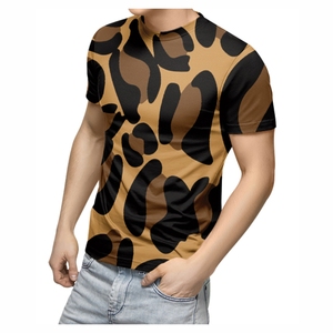 Camisetas Personalizadas de Talla Grande, Tejidas, Transpirables y Sostenibles, con Estampado Tie-Dye de Guepardo, Diseño OEM, de Poliéster/Algodón - Product Image 1
