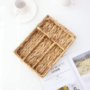 Organisateur de tiroir à couverts en jacinthe d'eau tressée, plateau de rangement pour ustensiles, conteneurs divisés pour couverts - Product Image 6