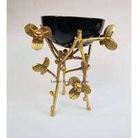 Venta caliente Oud Burner Wax Candle Stick Warmer Gold Finished Round Burner con soporte atractivo Incienso Bakhoor Burner & Holder