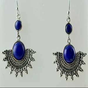Pendientes Hechos a Mano de Plata de Ley 925 con Forma de Estrella y Piedra Preciosa Natural de Lapislázuli Azul, Joyería Bohemia para Nacidos en Septiembre - Product Image 3