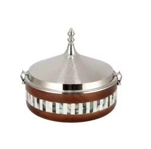 Round Designer Premium Quality Metal Casserole Hot <b>Pots</b> <b>With</b> <b>Lid</b> Food Warmer Home Hotel Restaurants Table Decorative <b>Pots</b> - Product Image 3