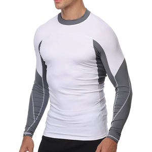 OEM Seamed Compression Rash Guard hombres de manga larga de cuello redondo de secado rápido camisetas de entrenamiento ligero camiseta atlética para hombre - Product Image 4
