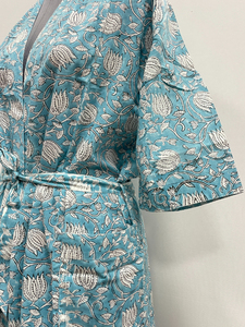 Kimono Bohemio de Verano Estampado a Mano, Ropa de Estar 100% Algodón Suave, Tendencia en Ropa para el Hogar, Regalo de Navidad - Product Image 3