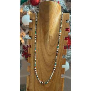 Collar de Perlas Graduadas de Estilo Navajo, Hecho a Mano con Plata de Ley y Piedras - Product Image 2
