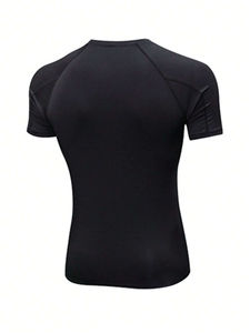 T-shirt de sport de compression pour homme, design personnalisé, 100 % polyester tricoté, respirant, coupe classique, unisexe, logo positionné à l'avant - Product Image 6