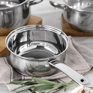 Set di pentole SAN IGNACIO da 7 pezzi in acciaio inossidabile, adatto a tutti i tipi di fornelli + Caffettiera in vetro borosilicato - Product Image 6