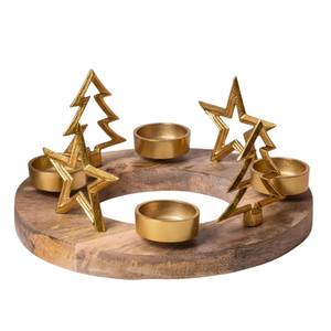 Wholesale Modern Black Metal <b>Star</b> Candle Holder With Wooden Base Stylish Home Decor Table Centerpiece <b>Christmas</b> Festive Decor - Product Image 5