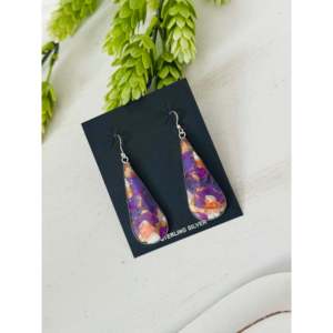 Navajo Handmade Purple Mohave Turquoise & Sterling <b>Silver</b> Drop <b>Earrings</b> Water Drop Shape <b>Dangle</b> Design - Product Image 4