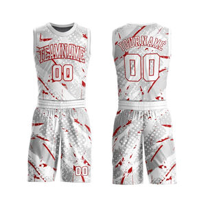 Nouveauté Maillots de basket-ball pour hommes avec logo personnalisé OEM Imprimés Respirants à séchage rapide à manches courtes Ensembles de vêtements de sport en polyester - Product Image 4