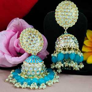Classic Kundan <b>Jhumkas</b> <b>Earrings</b> Traditional Craftsmanship with Sparkling Regal Charm Timeless Beauty Fashion Dangle Hanging - Product Image 5