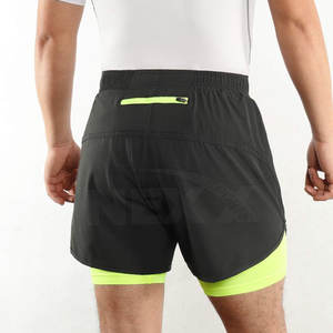 Men's New Design Double <b>Layer</b> Fitness Shorts Breathable Eco-Friendly Quick Dry Lightweight Solid Pattern High Street Style <b>Mid</b> - Product Image 6