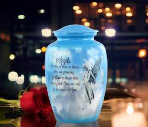 Ángel grabado en azul gradiente urna para cenizas humanas adulto mujer hombre urna decorativa para cenizas para hombres mujeres tamaño personalizado - Product Image 2