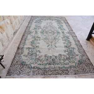 Tapis Turc Vintage Beige Vert 5.4 X 10.3ft Classique Grande Surface Laine Latex Support Rectangle Patchwork pour Couloir pour Chambres - Product Image 1