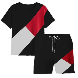 Men's Summer Cotton Customized <b>American</b> Casual T-Shirt Set Breathable Short Sleeve Pants with Loose Fit Fashionable for Couples - Product Image 6