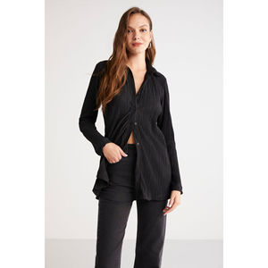 Chemise à manches longues plissée et texturée épaisse pour femme ETHIQUET Abbie - Product Image 4