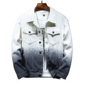 Chaqueta Vaquera Cortavientos de Manga Larga con Cuello Alto, Personalizable con Logotipo, al por Mayor, Negra y Blanca, Estilo Vintage para Hombre - Product Image 1