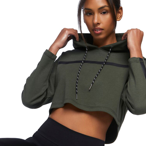 Sweat à capuche court personnalisé de haute qualité pour femmes vêtements de gros à quantité minimale de commande bas avec impression de logo dames haut court pull sweat-shirt - Product Image 4