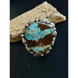 Rena Shelly #8 Turquoise & Sterling Silver Fashion Cuff Bracelet - Product Image 4