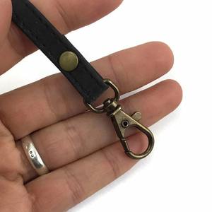 Poignée de sac à main en liège noir 120 cm x 10 mm avec crochet en laiton antique - Product Image 3