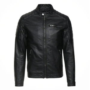 Men Winter Clothing <b>Slim</b> <b>Fit</b> Long Sleeves Leather Fashion <b>Jacket</b> Wholesale Winter Wear Men's Casual Zipper Leather <b>Jackets</b> - Product Image 3