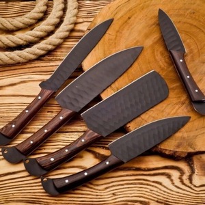 Pişirme mutfak seti el yapımı 5 adet paslanmaz çelik mutfak bıçakları ile siyah toz kaplama seti, şef bıçaklar seti, ahşap kolu - Product Image 5