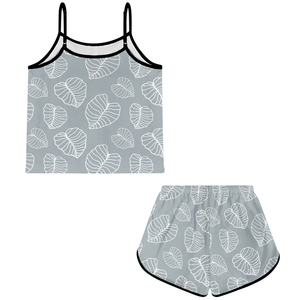 Vente en gros de vêtements de nuit d'été pour femmes Design de mode Ensemble de pyjamas pour la maison pour femmes personnalisées Tops et shorts à bretelles grande taille - Product Image 5