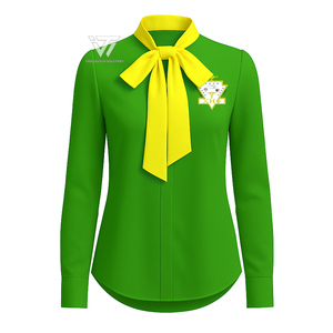 Blusa Elegante de Seda con Cuello de Lazo de la Hermandad Griega Chi Eta Phi Lista para Enviar - Product Image 1