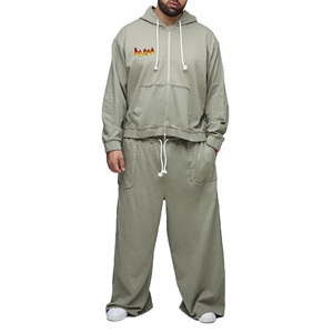 Ensemble sweat à capuche oversize pour homme avec fermeture éclair et pantalon large |   Survêtement streetwear en coton 100% poids lourd |   Logo personnalisé OEM privé - Product Image 1