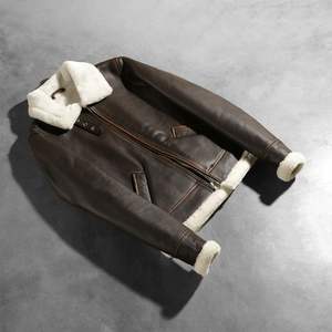 Blouson bombardier en cuir marron personnalisé à col montant de haute qualité fabrication professionnelle teint uni pour l'hiver logo avant - Product Image 6