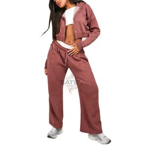 Survêtement décontracté d'hiver pour femme, à capuche, délavé à l'acide, avec cordon de serrage, grande taille, imprimé, orné de strass, 100 % coton respirant - Product Image 6